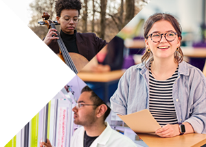 Photocollage of students in different environments.