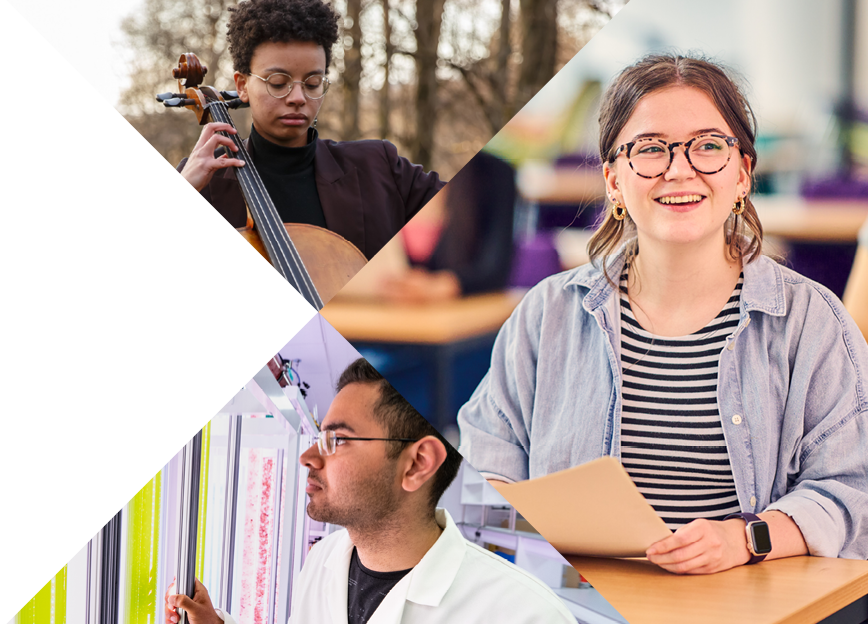 Photocollage of students in different environments.