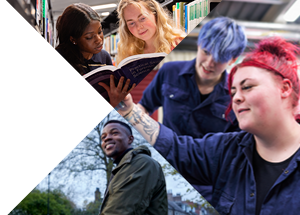 Photocollage of students in different environments.