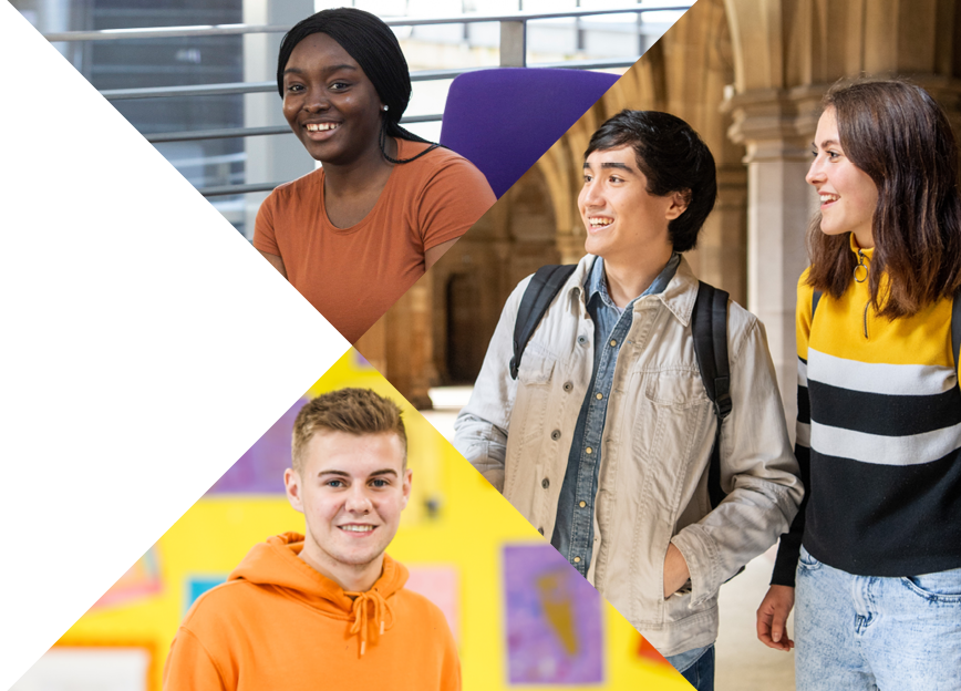 Photocollage of students in different environments.