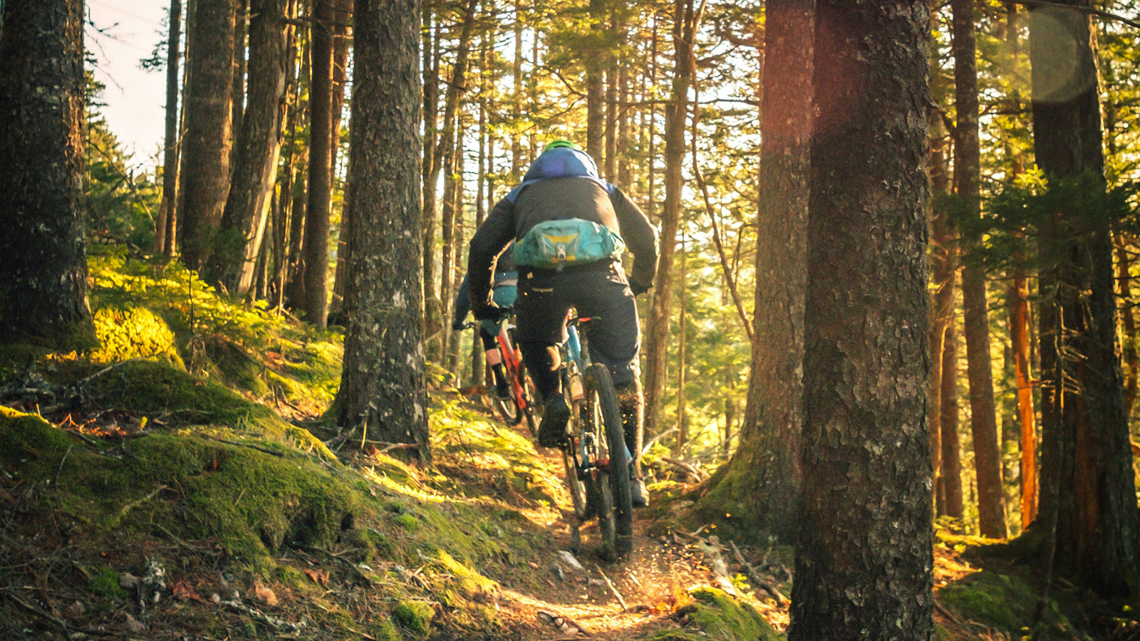 Man riding a mountain bike.