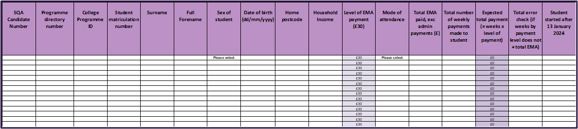 Education Maintenance Allowance Return 2023-24 annex A sample 2