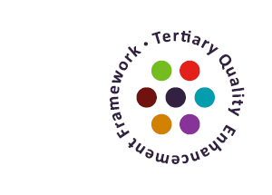 TQEF logo consisting of six colourful circles around a dark circle with the Tertiary Quality Enhancement Framework written around it.