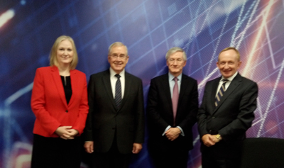 SFC Chief Executive Karen Watt, NES Chair David Garbutt, NES Director of Medicine Prof Stewart Irvine, SFC Chair Mike Cantlay